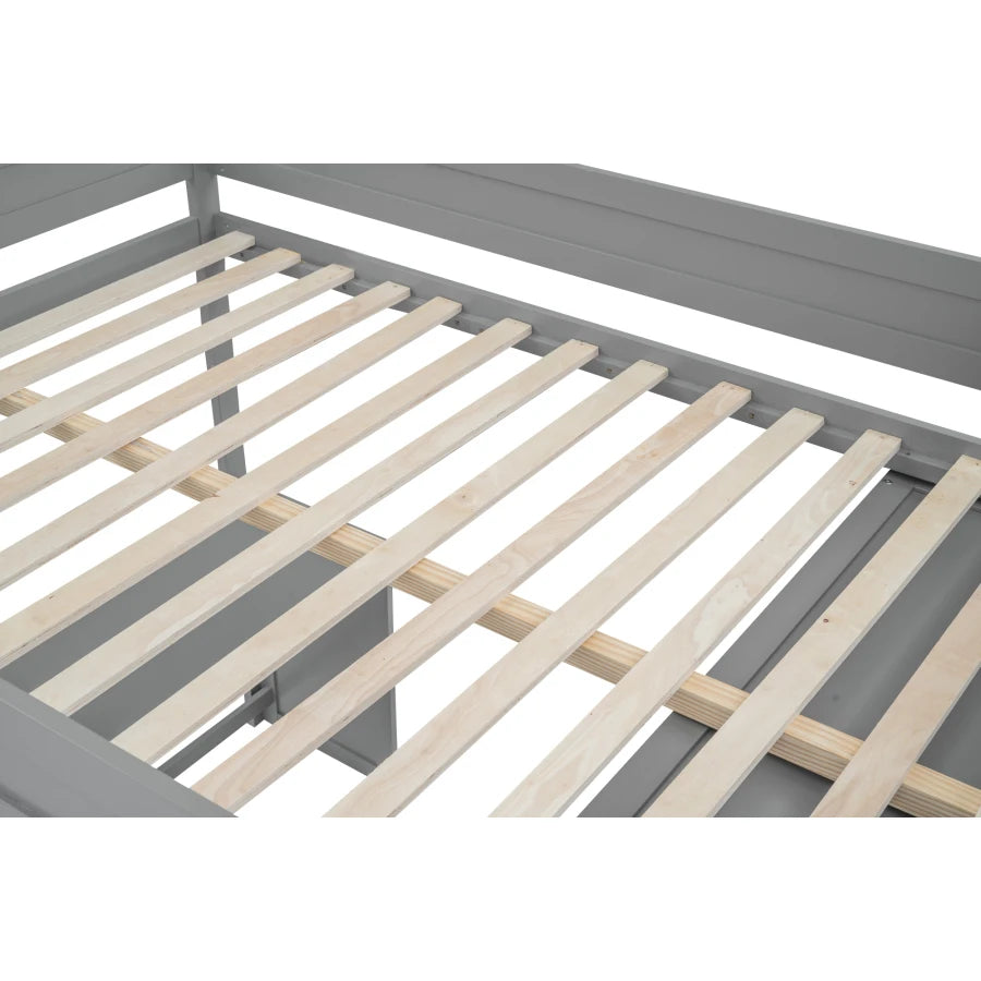 Full-size Loft Bed with Closets and Two-Drawer Desk with Cabinet childrensterritory
