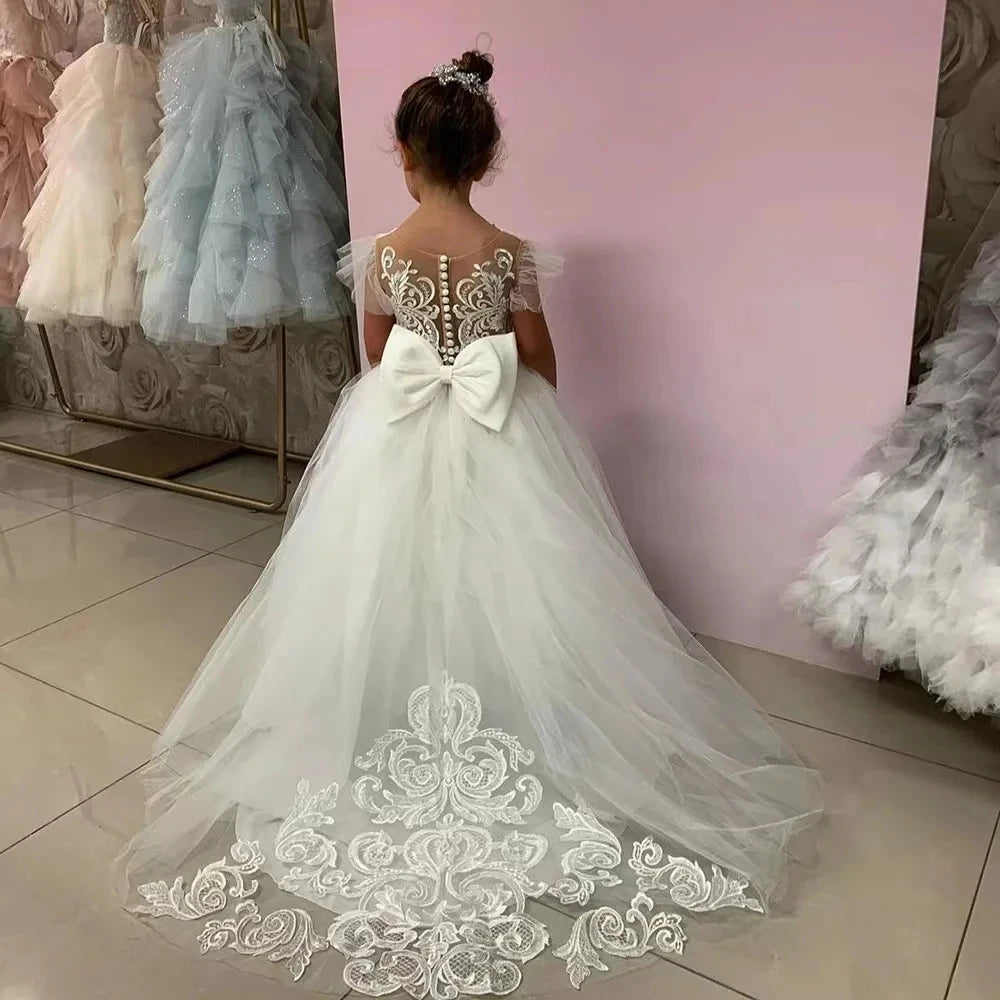 Kids Girls Fluffy Princess Ball Gown/Sleeveless Tulle Wedding Dresses