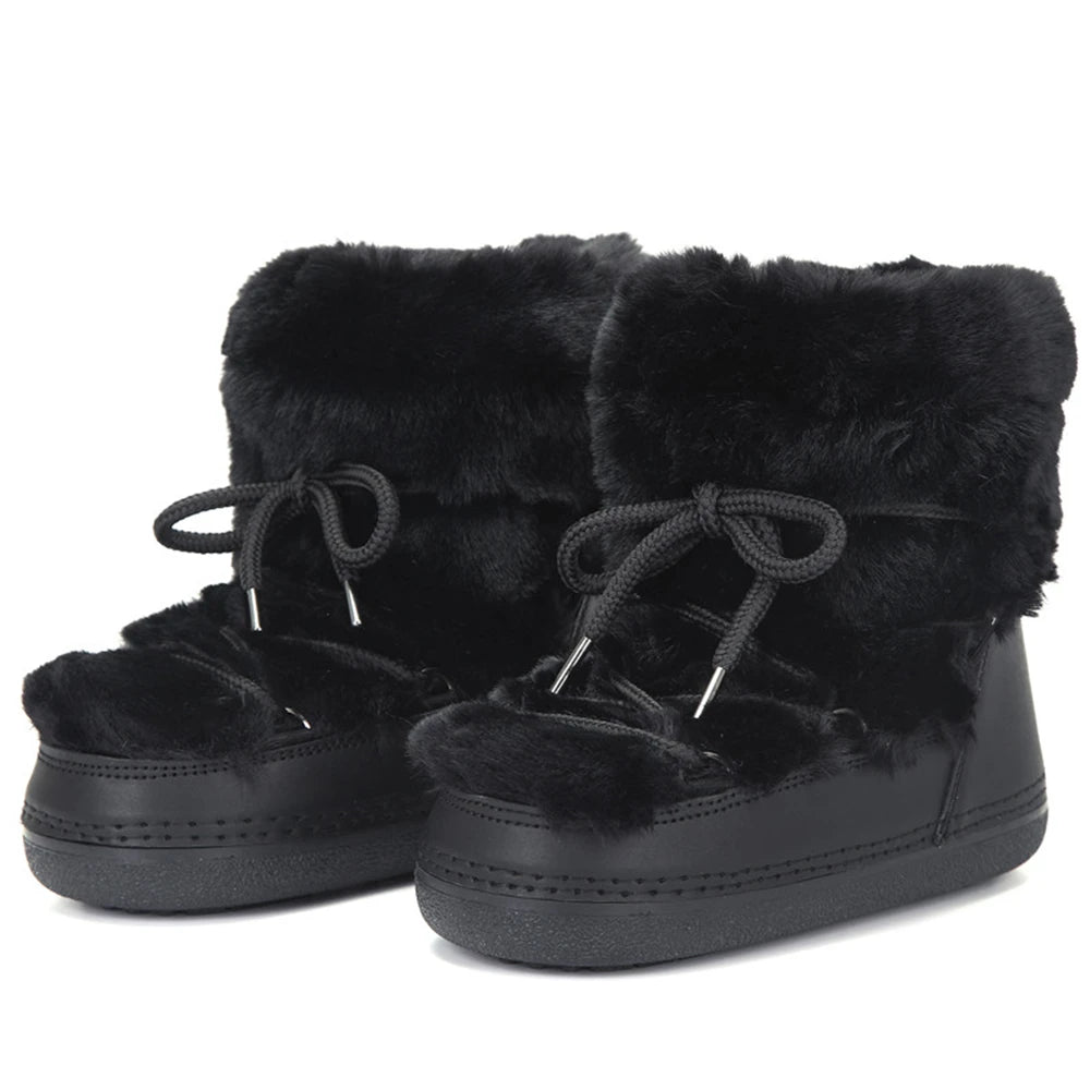 Fluffy Faux Fur Middle Calf Platform Snow Boots for Women childrensterritory