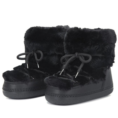 Fluffy Faux Fur Middle Calf Platform Snow Boots for Women childrensterritory
