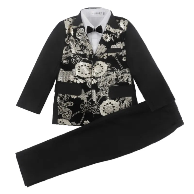 Kids Boys 3PCS Flower Jacket Pants Bowtie Formal Suit childrensterritory