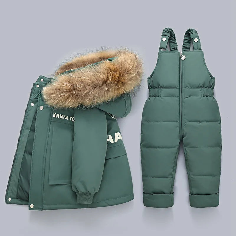 Little Boys Girls Thick Warm Down Jacket Jumpsuit Clothing Set childrensterritory