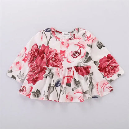 Baby Girl Floral Ruffle Tops+Pants 2pcs Outfit Set