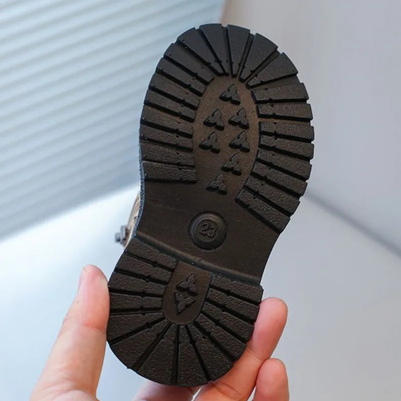 Leopard Print Anti Slip Children PU Zip Ankle Shoes childrensterritory
