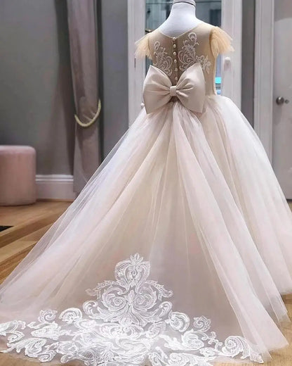 Kids Girls Fluffy Princess Ball Gown/Sleeveless Tulle Wedding Dresses