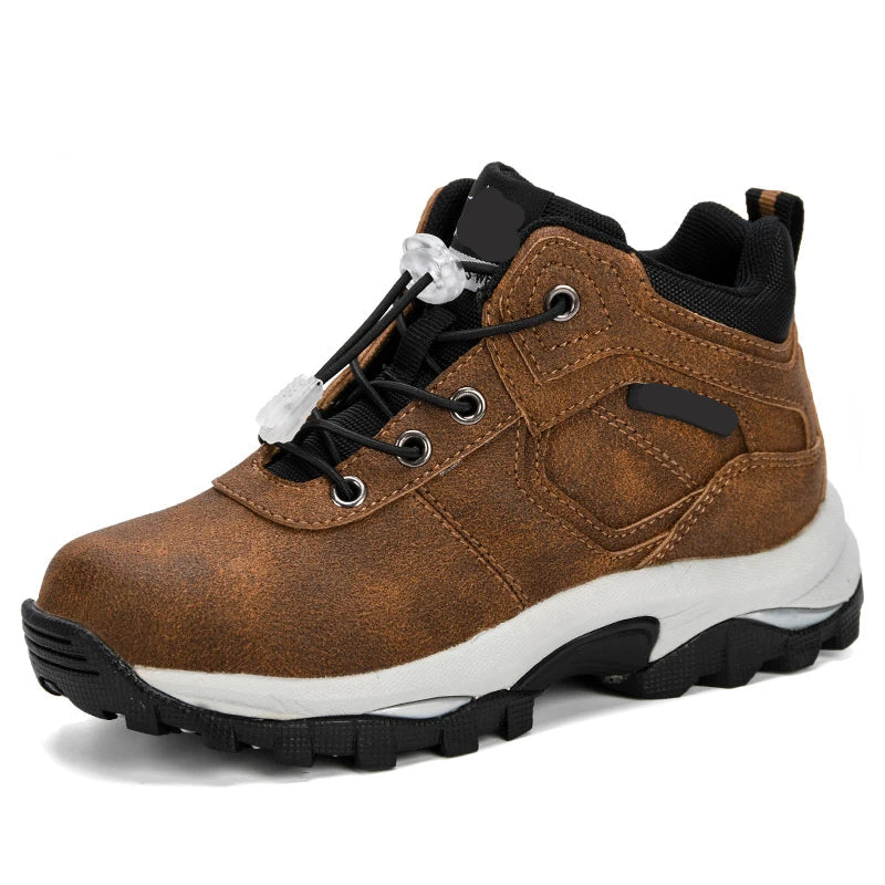 Anti-slip Kids Boys Ankle Boots with Motorcycle Hook and Loop childrensterritory