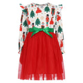 Girls' Long-Sleeved Bow Lace Design Party Dresses