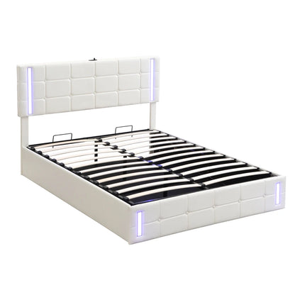 Space-Saving Full-Size Bed with LED Lights and Storage childrensterritory