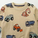 Boys Excavator Cartoon Print Casual Sweatshirts childrensterritory