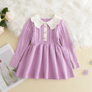 Girls' Long-Sleeved Collar Design Casual Winter Dresses childrensterritory