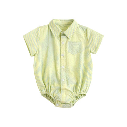 Plaid Cotton Baby Boys Short Sleeve Summer Bodysuit childrensterritory