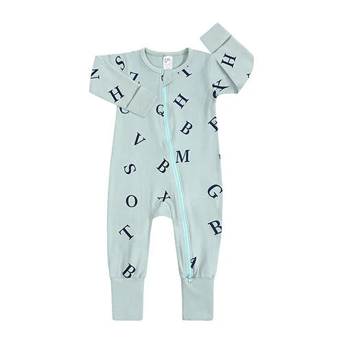 Long Sleeves Printed Baby Girl/Boy Zipper Bodysuits