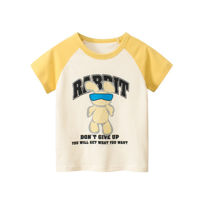 Cartoon Letter Printed Kids Boys Girls Loose Summer Cotton Top childrensterritory