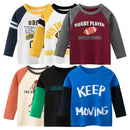 Rugby Letter Print Kids Boys Bottoming Cotton T-shirts childrensterritory