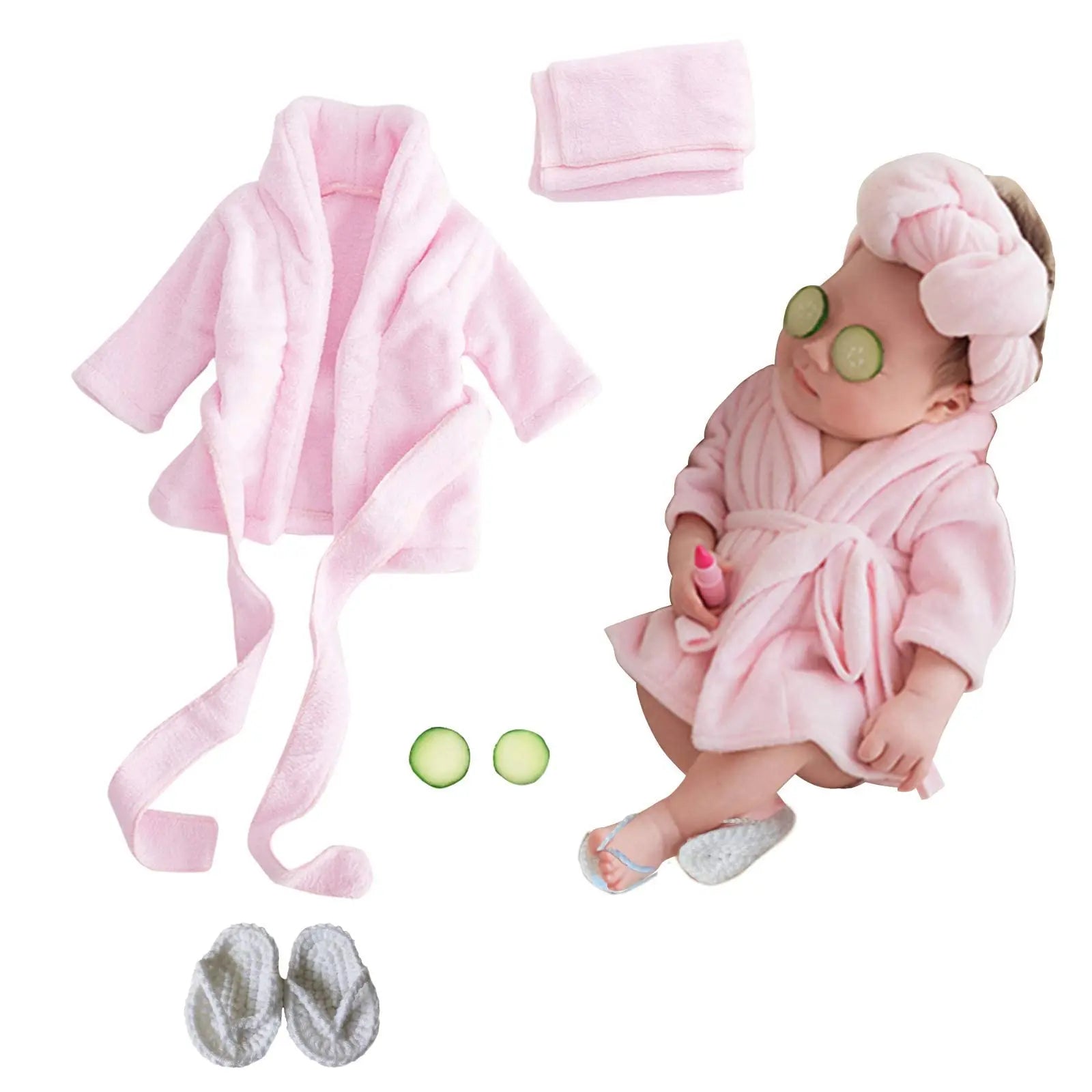 5PCS Bathrobes Outfit Props Set for Newborn Photography