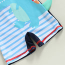 Dinosaur and Stripes Print Kid Romper Swimsuit for Unisex childrensterritory