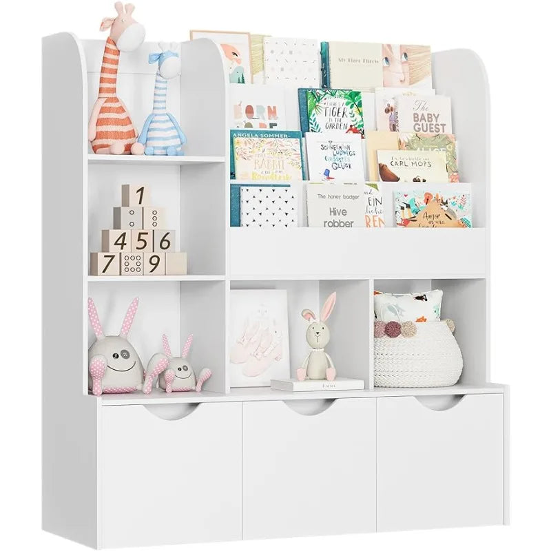 Kids Multipurpose Bookcase with 3 Movable Drawers and 5 Cubbies childrensterritory