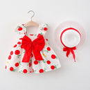 Baby Girl Floral Big Bow Designed Summer Dresses + Sunhat childrensterritory