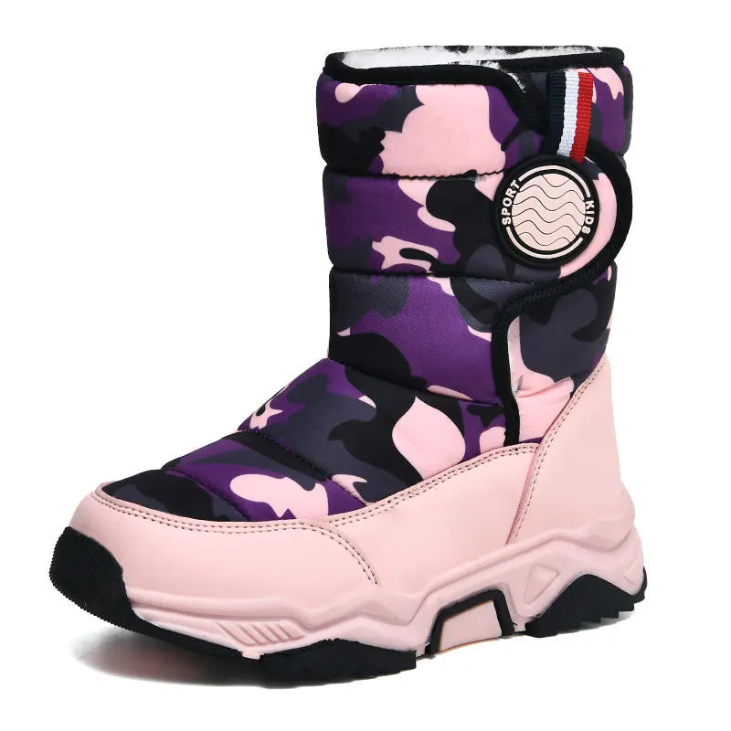 Kids Girls Boys Plush Waterproof Warm Snow Boots childrensterritory