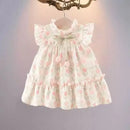 Baby Girl Cartoon Rabbit Tulip Print Dress for Summer
