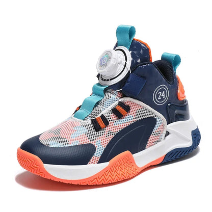 Kids Boys Non-slip No Tie Shoelaces Basketball Sneakers childrensterritory