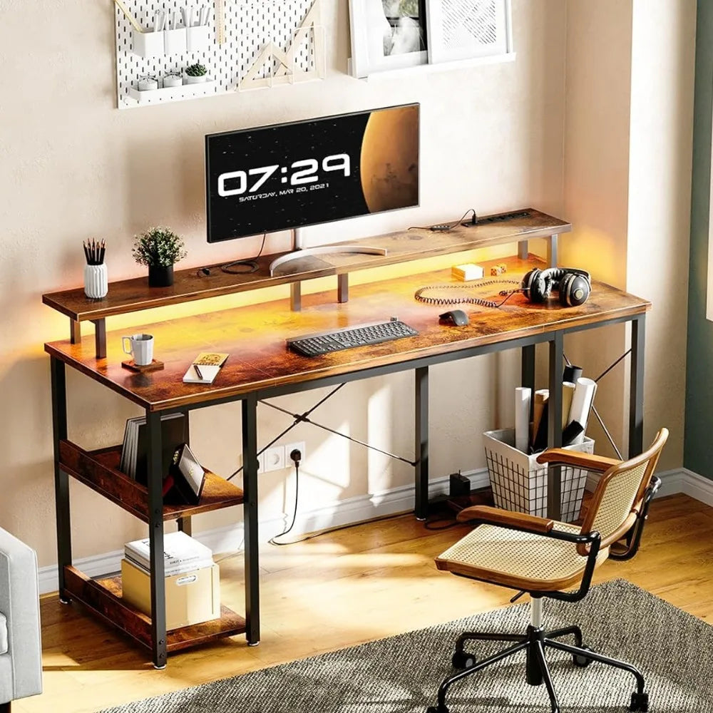 Gaming PC Desk with Monitor Support, Storage, and Stand childrensterritory