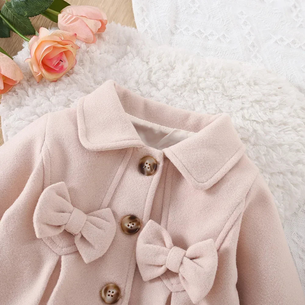 Girls' Long-Sleeved Collar Design Winter Coat