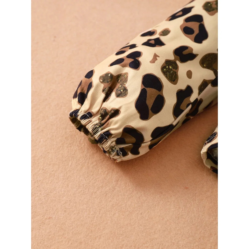 Kids Girls Clothes Set/Leopard Print Top + Pants Set
