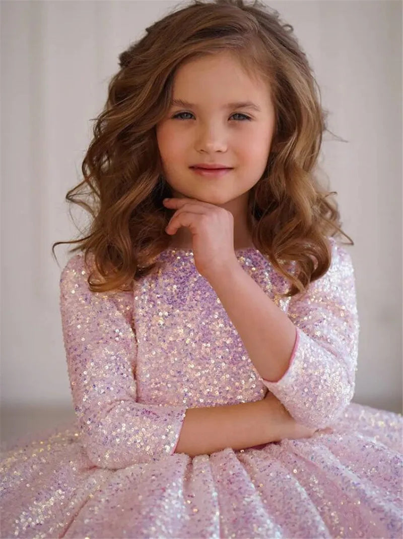 Shiny Sequin Wedding/Birthday Party Dress for Little Girls childrensterritory