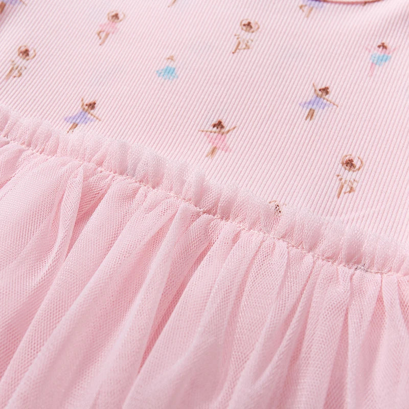 Round Neck Cartoon Design Summer Girls Dresses