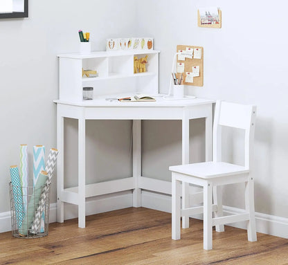 Kids Wooden Study Desk and Chair with Storage and Hutch childrensterritory