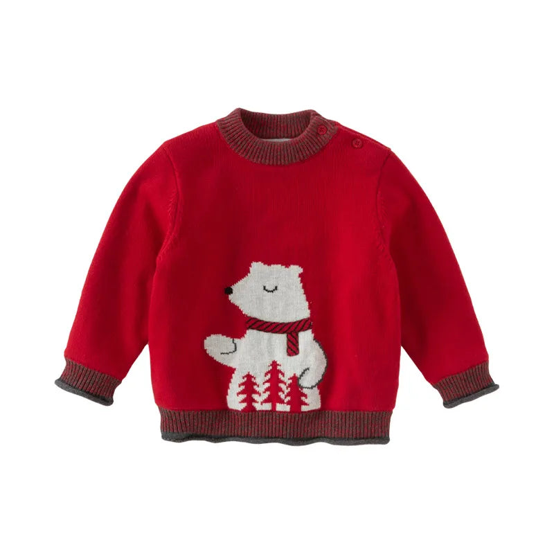 Casual O Neck Warm Knitted Toddler Sweater for Christmas childrensterritory