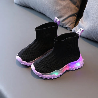 Kids Knitted Soft Sole LED Luminous Sneakers for Boys and Girls childrensterritory
