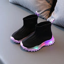 Kids Knitted Soft Sole LED Luminous Sneakers for Boys and Girls childrensterritory