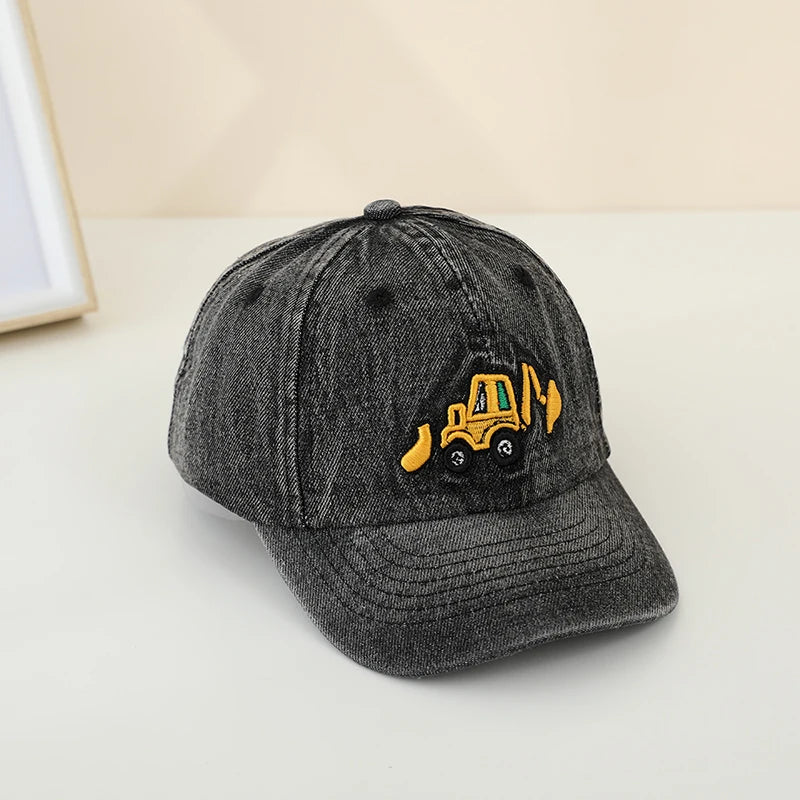 Little Boys Grls Bulldozer Embroidered Cotton Baseball Caps childrensterritory