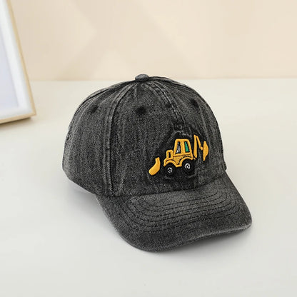 Little Boys Grls Bulldozer Embroidered Cotton Baseball Caps childrensterritory