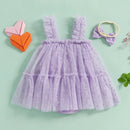 Baby Girls' Floral Print Summer Dress with Bow Headband