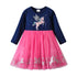Cartoon Print Long Sleeve Girls Sequined Princess Dresses childrensterritory