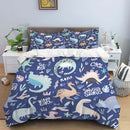 HD Cartoon Dinosaur Print Bedding Set for Kids Bed childrensterritory