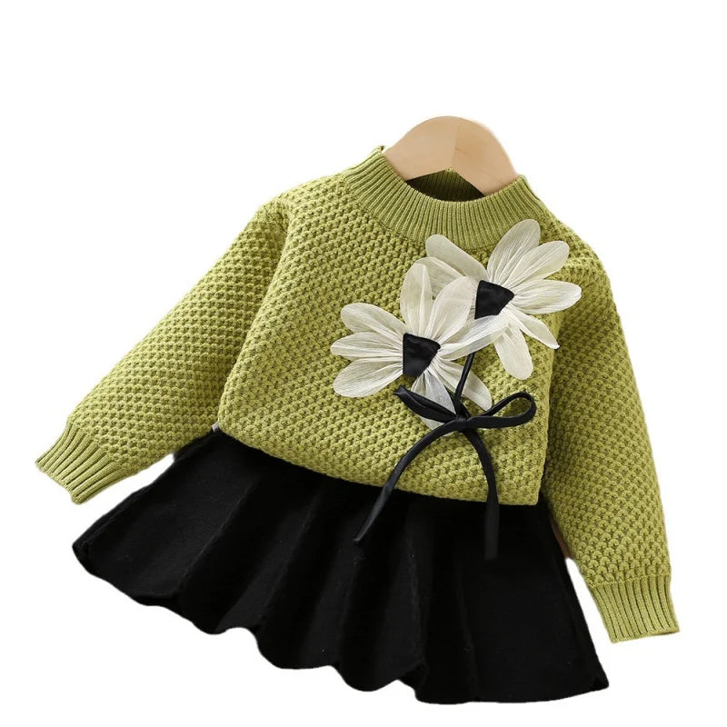 Girls’ Elegant Winter Party Dresses with Floral Design