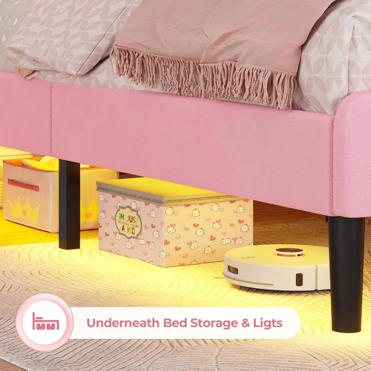 Modern Design Twin Bed for Kids with Crown-Shaped Headboard