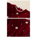 LIttle Girls' Pearl Design Thick Warm Fleece Party Dresses childrensterritory