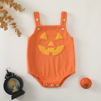 Baby Unisex Onesie of Pumpkin Design for Halloween