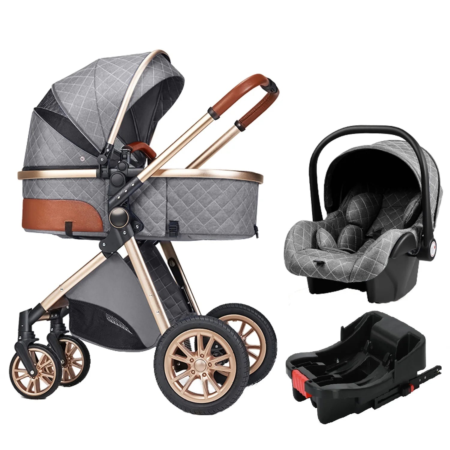 Luxury 3-in-1 High Landscape Baby Pushchair childrensterritory