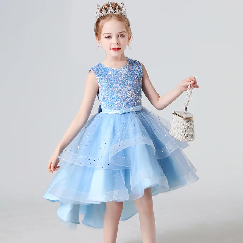 Sequin Lace Design Girls Fluffy Wedding/Party Dresses childrensterritory