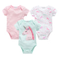 3PCS/Lot Newborn Baby Cartoon Printed Summer Romper