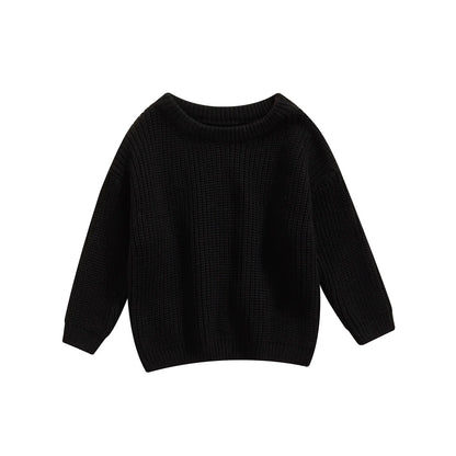 Baby Boys Girls Solid Color Long Sleeve Knit Sweaters childrensterritory