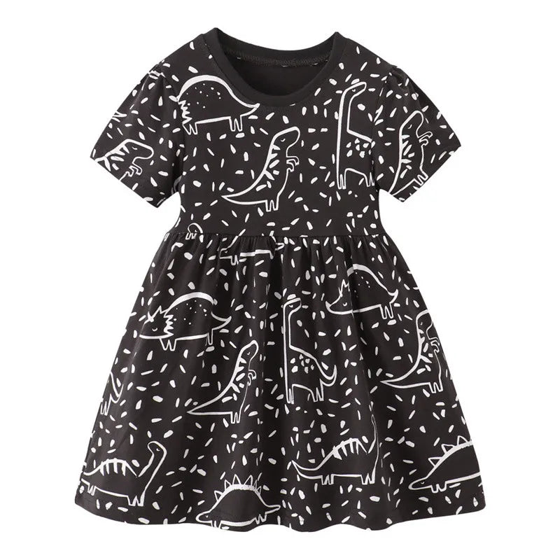 Kids A-LINE One-piece Printed Summer Dresses for Girls