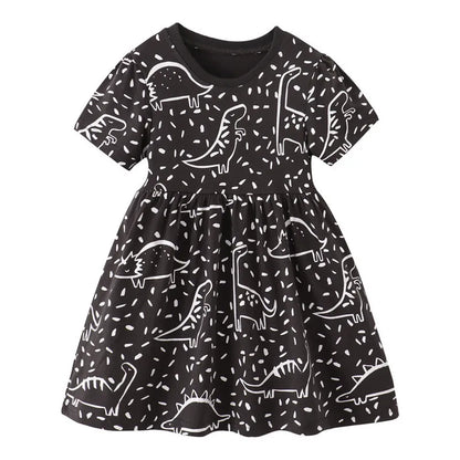 Kids A-LINE One-piece Printed Summer Dresses for Girls