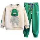 Kids Bear Embroidery Warm 2-Piece Clothing Set for Spring Autumn